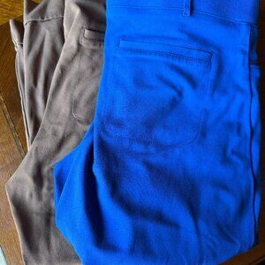 2 Betabrand Blue and Brown Stretch Pull On Pants Size XL S-Petite